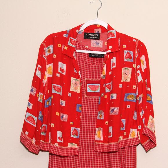 Vintage Fruit Print Jumper Dress and Jacket No size tag Carol Anderson - Picture 2 of 8